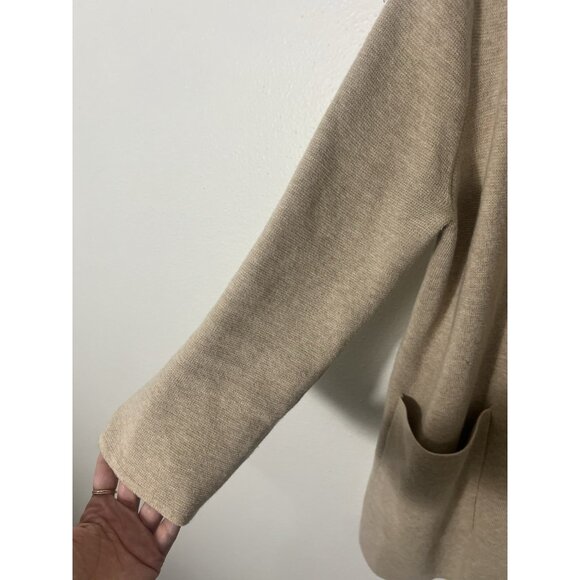 J. Crew Tan Beige Merino Wool Blend Open Blazer Size XS Pockets - Picture 5 of 14